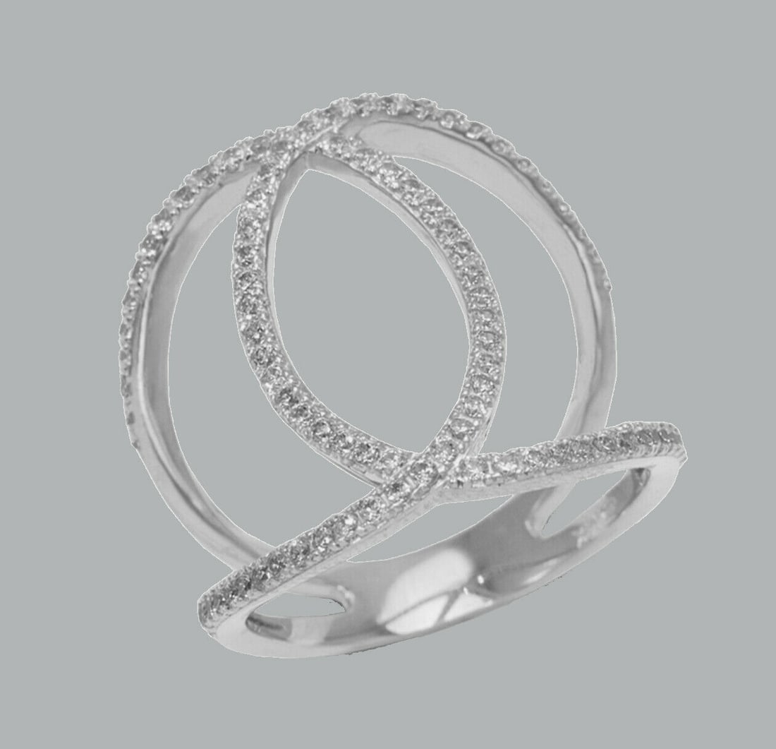 NEW 14K WHITE GOLD LADIES FANCY CZ RING (1 of 1)