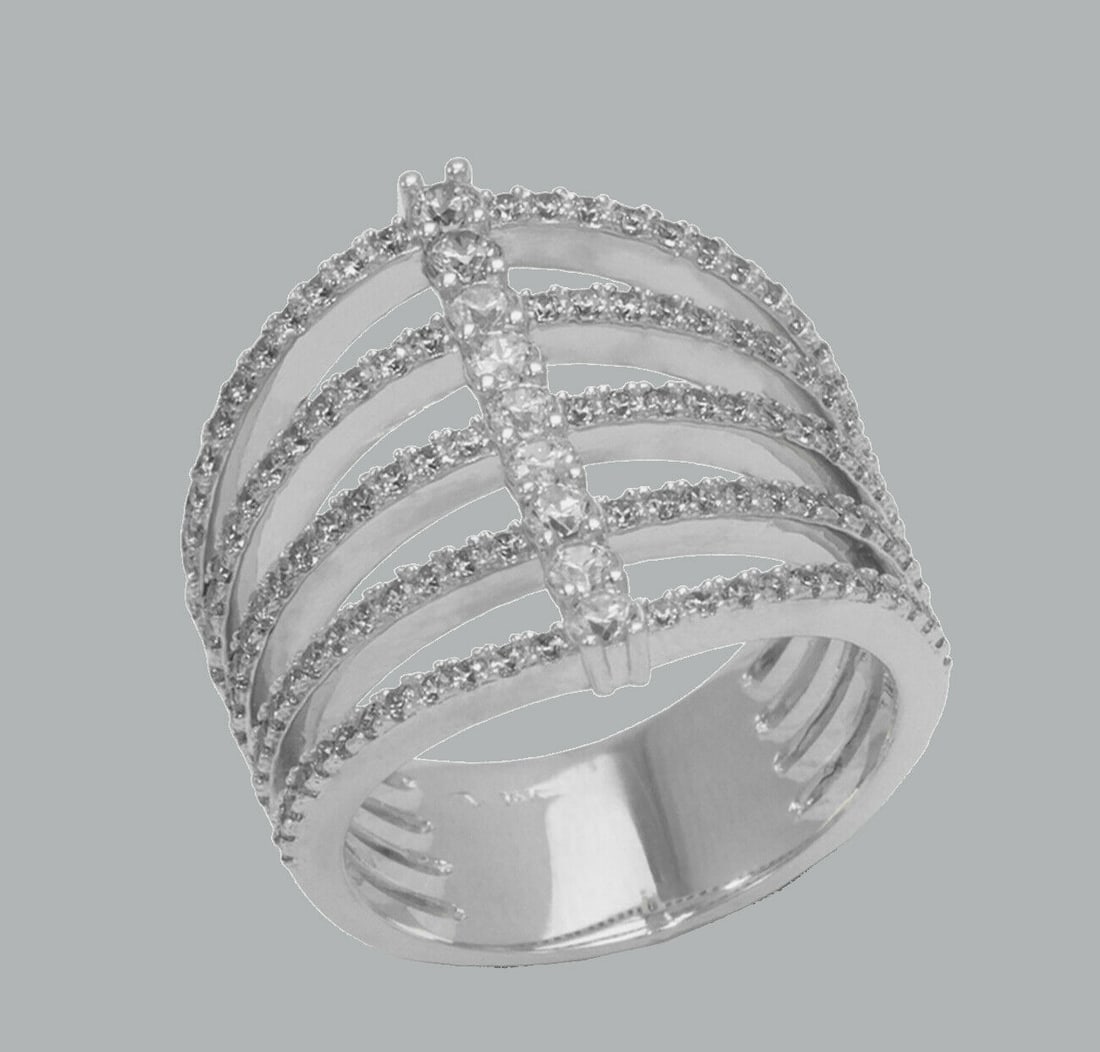 NEW 14K WHITE GOLD LADIES FANCY CZ RING (1 of 1)