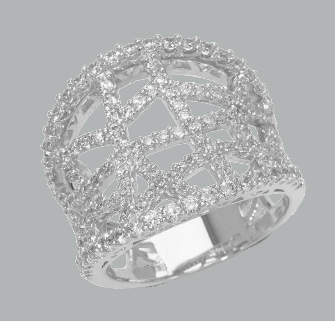 NEW 14K WHITE GOLD LADIES FANCY CZ RING (1 of 1)