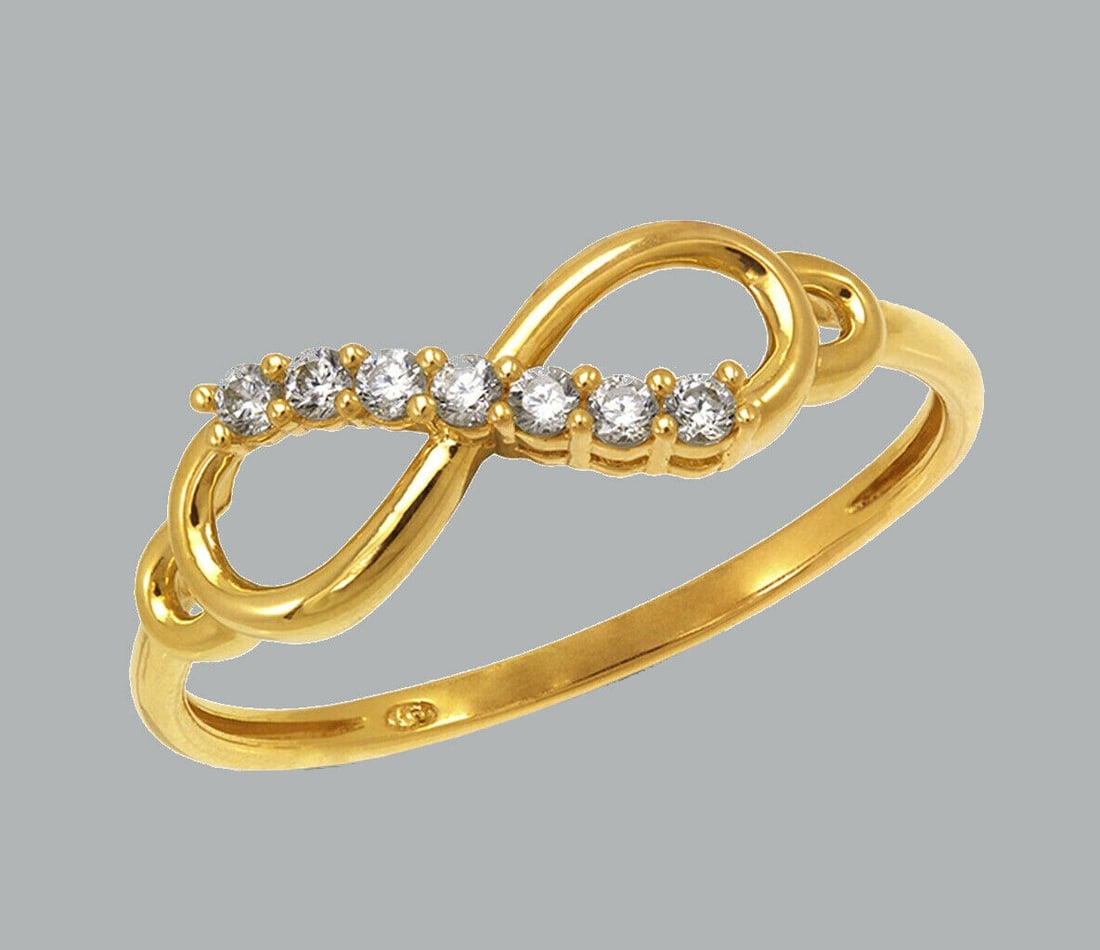 NEW 14K YELLOW GOLD LADIES FANCY CZ RING INFINITY (1 of 1)