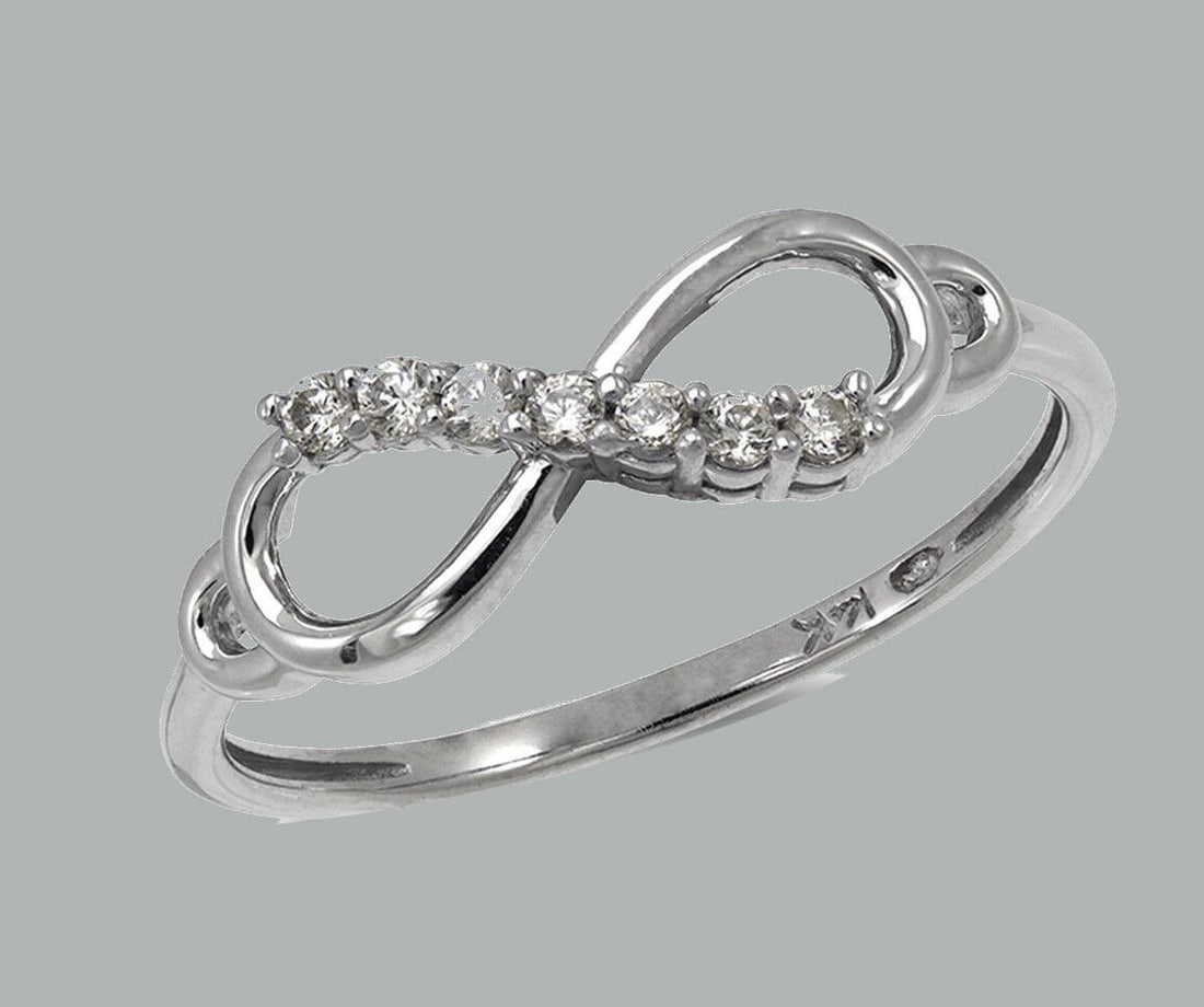 NEW 14K WHITE GOLD LADIES FANCY CZ RING INFINITY (1 of 1)