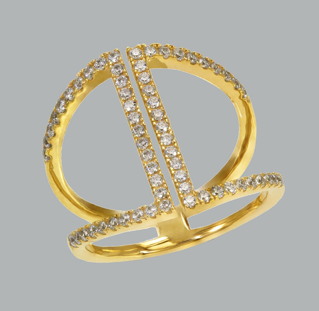 NEW 14K YELLOW GOLD LADIES FANCY CZ RING (1 of 1)