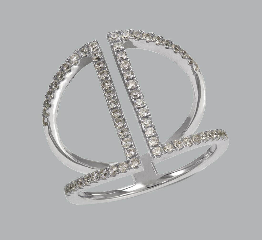 NEW 14K WHITE GOLD LADIES FANCY CZ RING (1 of 1)