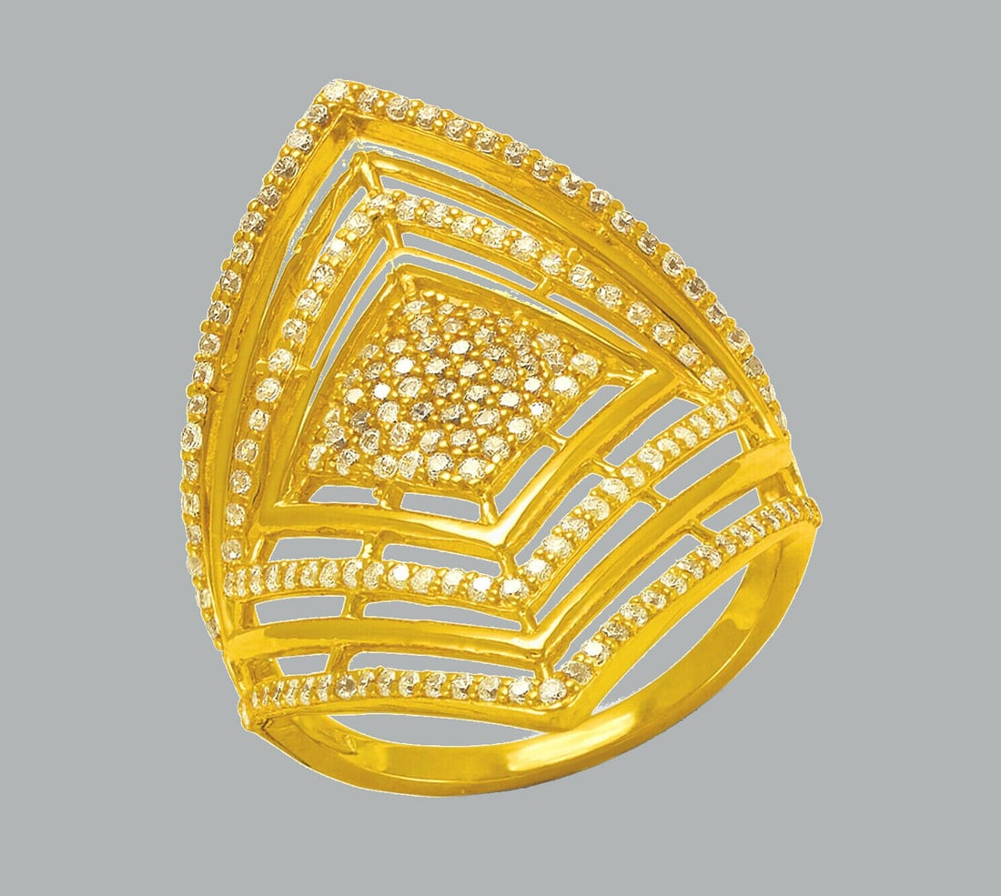 NEW 14K YELLOW GOLD LADIES FANCY CZ COCKTAIL RING (1 of 1)