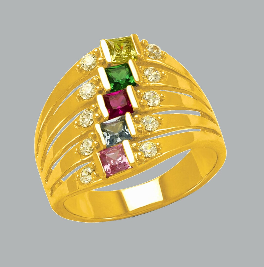 14K YELLOW GOLD LADIES FANCY COLORED CZ COCKTAIL RING (1 of 1)