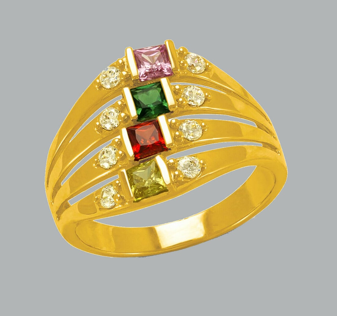 14K YELLOW GOLD LADIES FANCY COLORED CZ COCKTAIL RING (1 of 1)