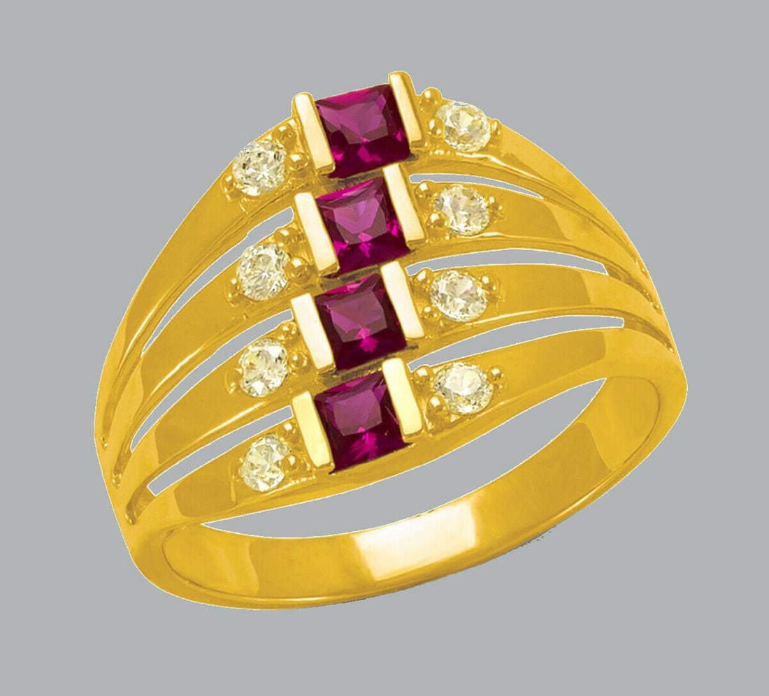 14K YELLOW GOLD LADIES FANCY COLORED CZ COCKTAIL RING (1 of 1)