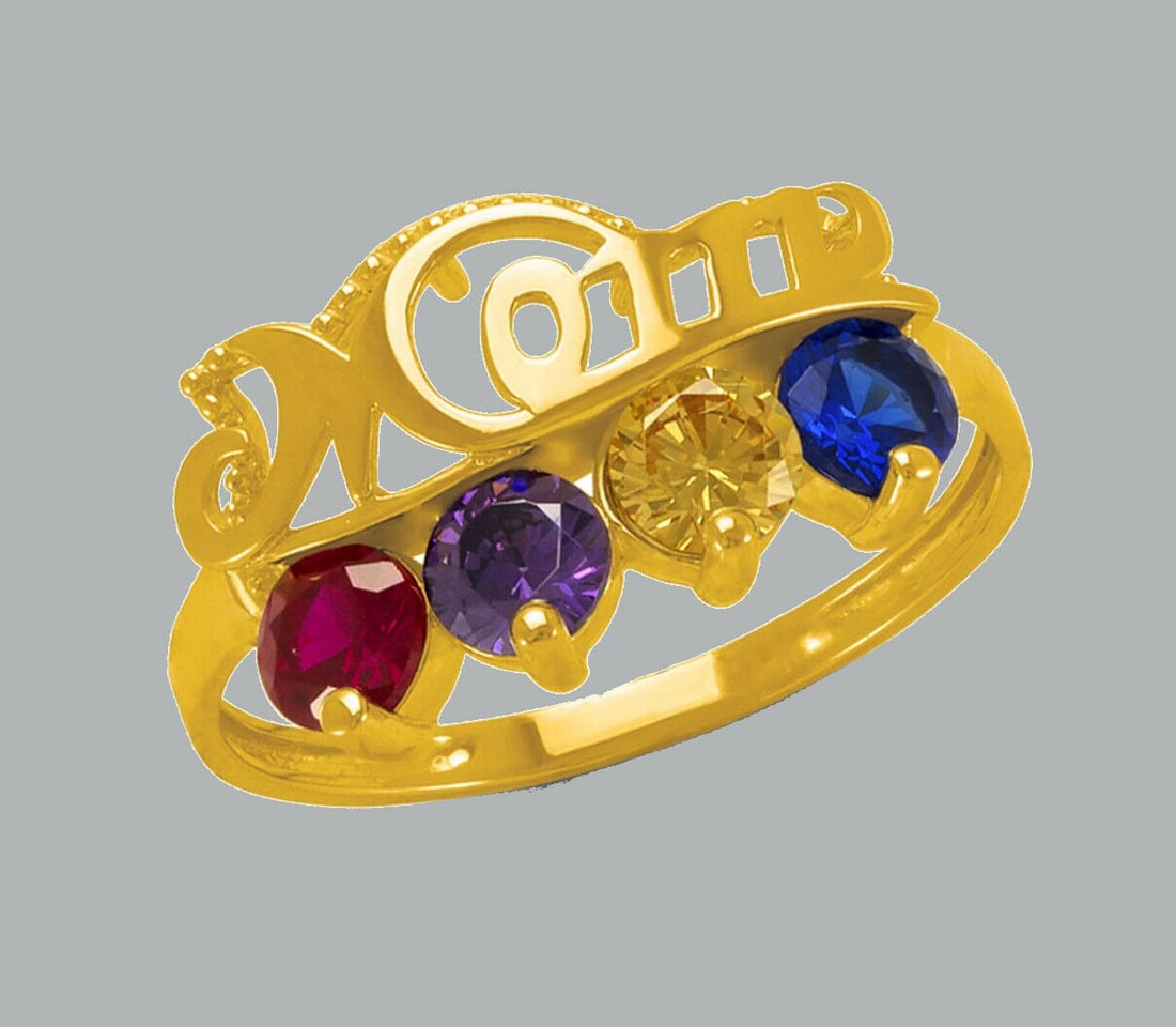 NEW 14K YELLOW GOLD LADIES CZ RING MOM (1 of 1)