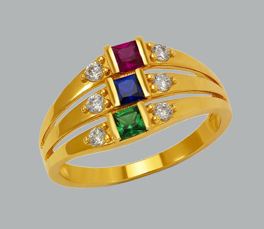 NEW 14K YELLOW GOLD LADIES FANCY COLORED CZ RING (1 of 1)