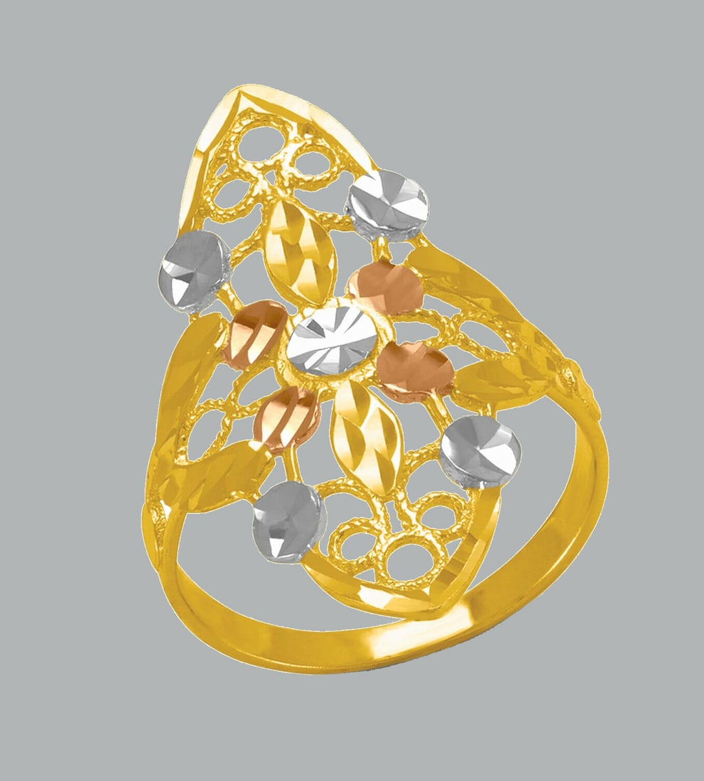 NEW 14K TRI COLOR GOLD LADIES FANCY RING COCKTAIL (1 of 2)