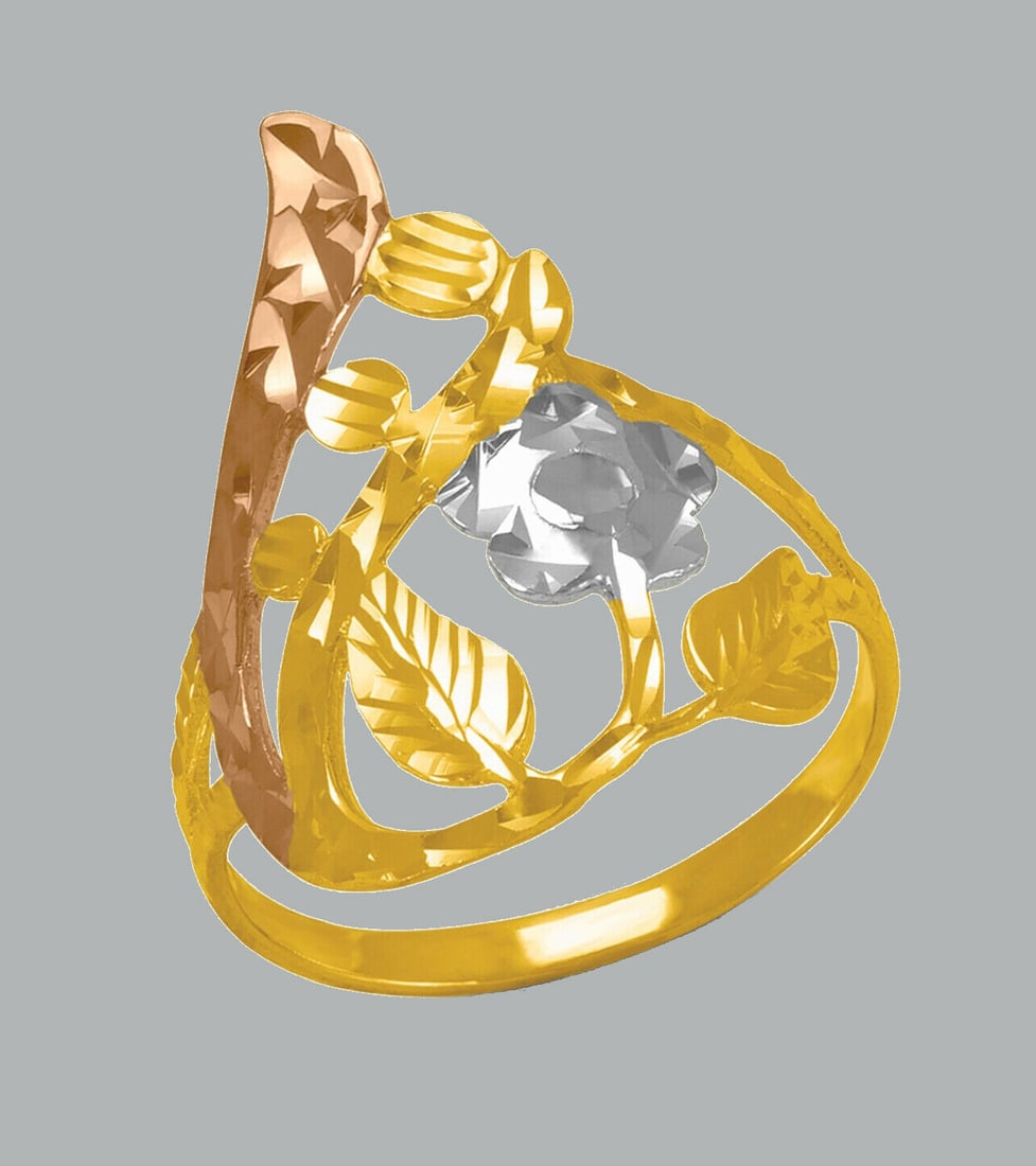 NEW 14K TRI COLOR GOLD LADIES FANCY RING COCKTAIL (1 of 2)