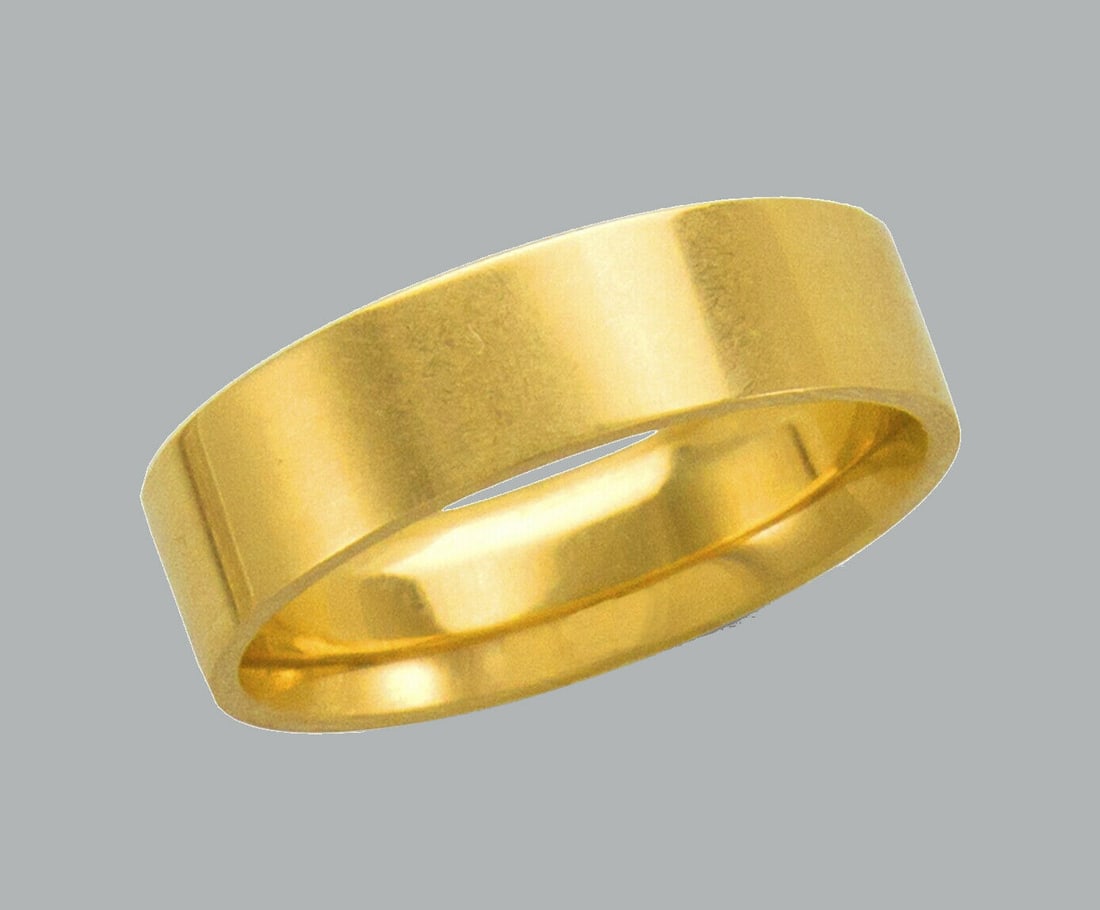 14K Y/ GOLD WEDDING BAND RING FLAT COMFORT 6mm SIZE 11 (1 of 1)