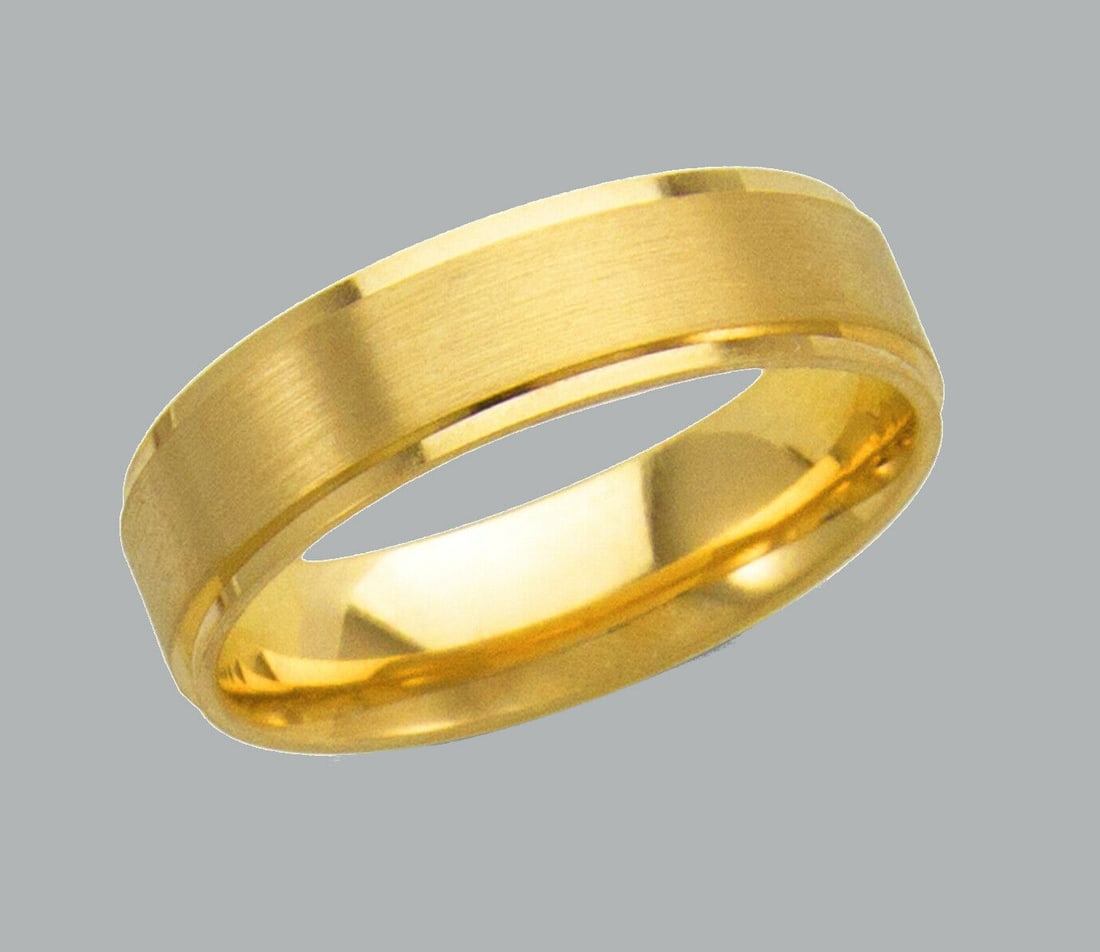 14K Y/ GOLD WEDDING BAND RING COMFORT SATIN 6mm SIZE 11 (1 of 1)