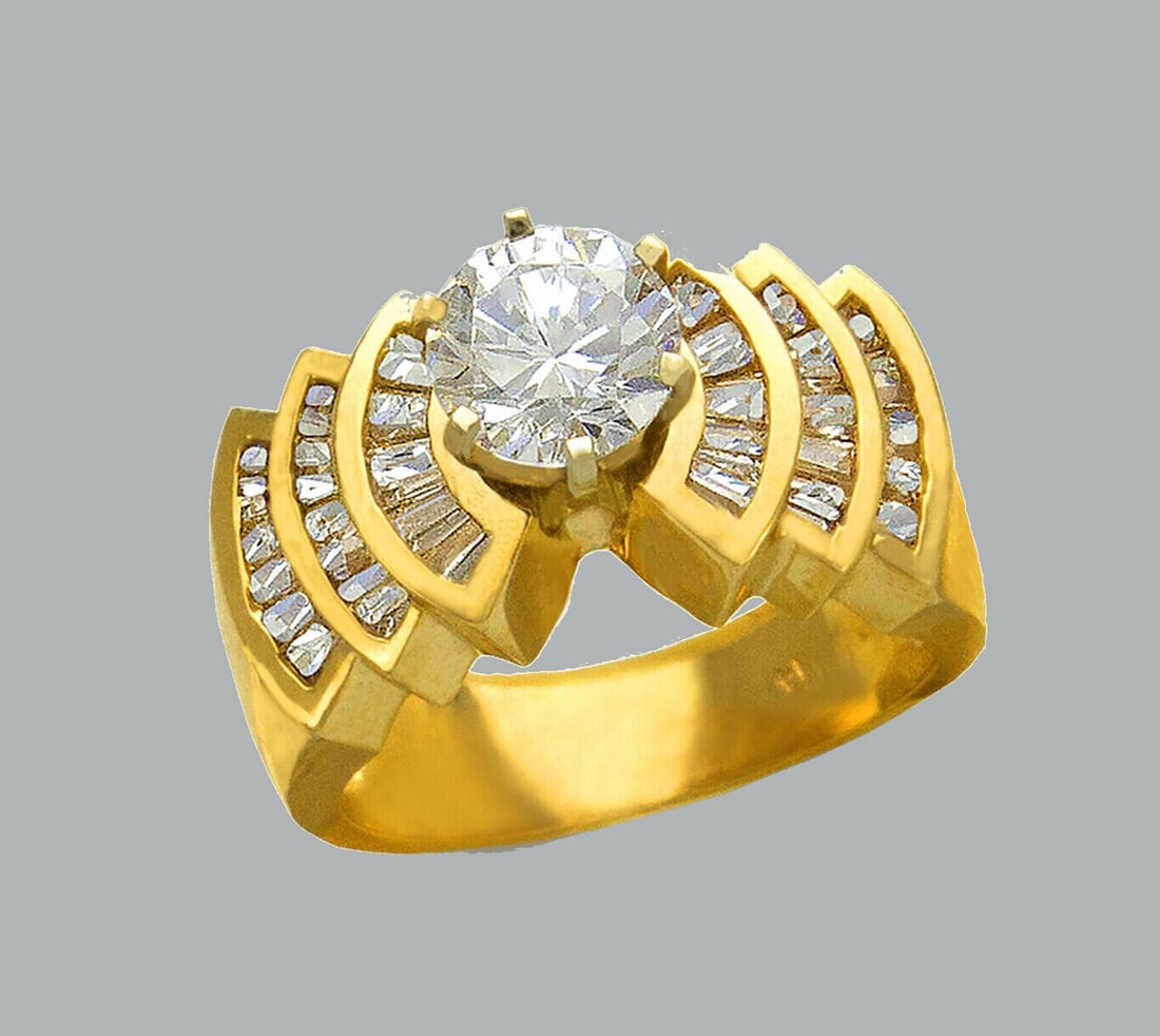 14K YELLOW GOLD LADIES FANCY ENGAGEMENT RING ROUND (1 of 1)