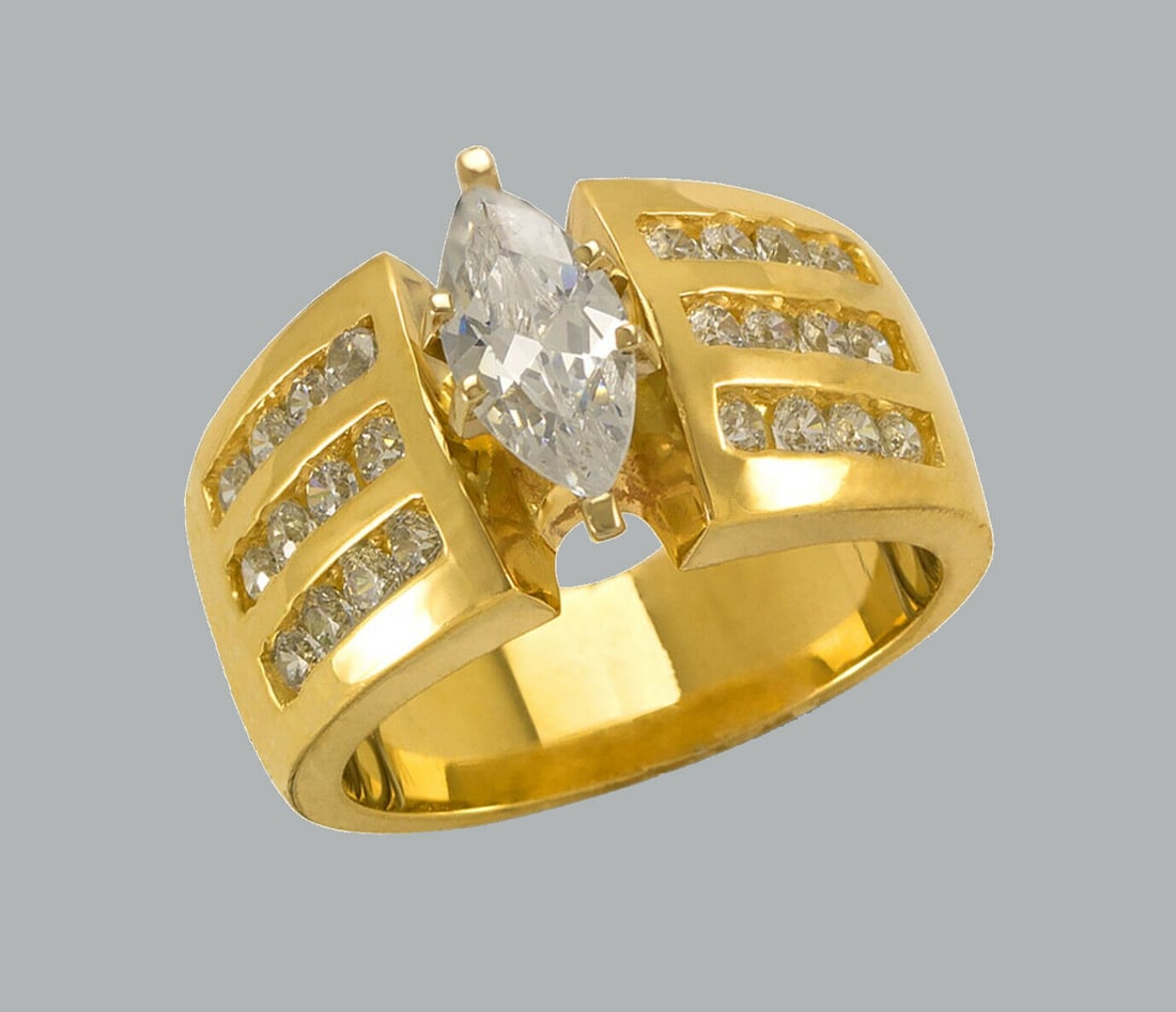 14K YELLOW GOLD LADIES FANCY ENGAGEMENT RING MARQUISE (1 of 1)