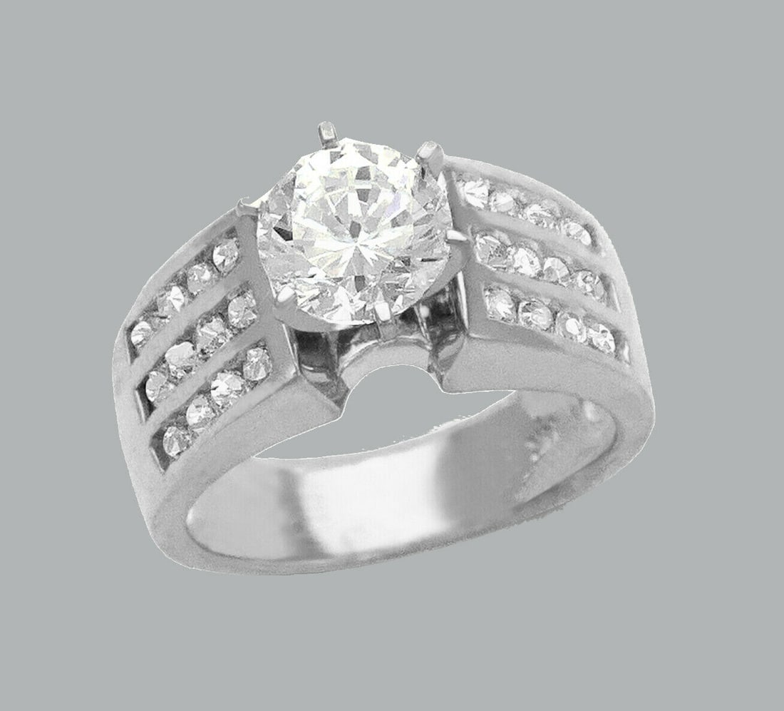 14K WHITE GOLD LADIES FANCY ENGAGEMENT RING ROUND (1 of 1)