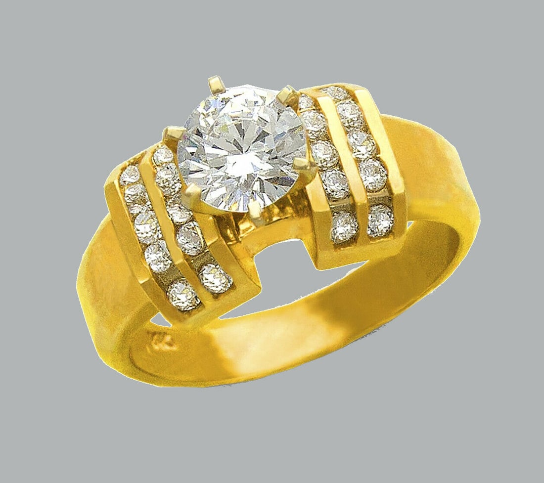 14K YELLOW GOLD LADIES FANCY ENGAGEMENT RING ROUND (1 of 1)