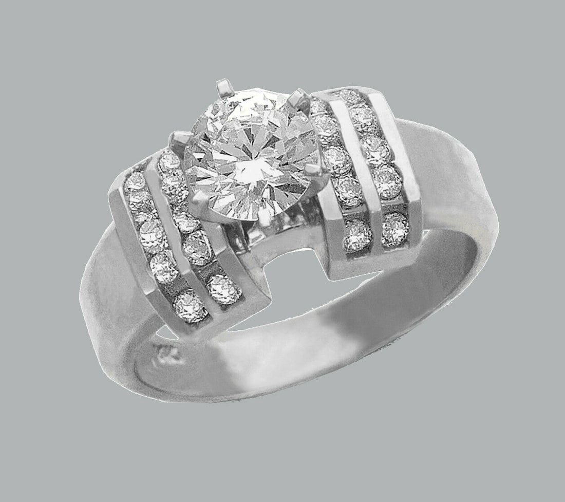 14K WHITE GOLD LADIES FANCY ENGAGEMENT RING ROUND (1 of 1)