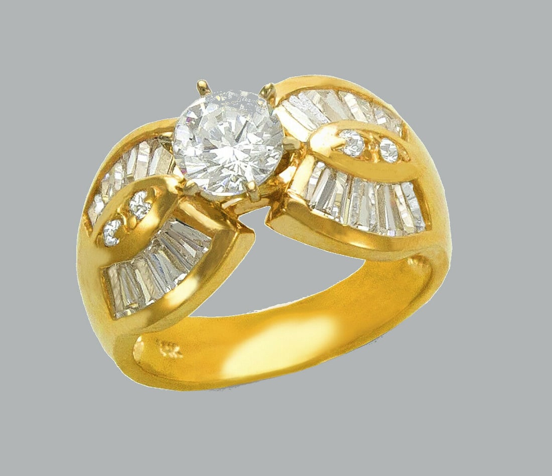 NEW 14K YELLOW GOLD LADIES FANCY ENGAGEMENT RING ROUND (1 of 1)