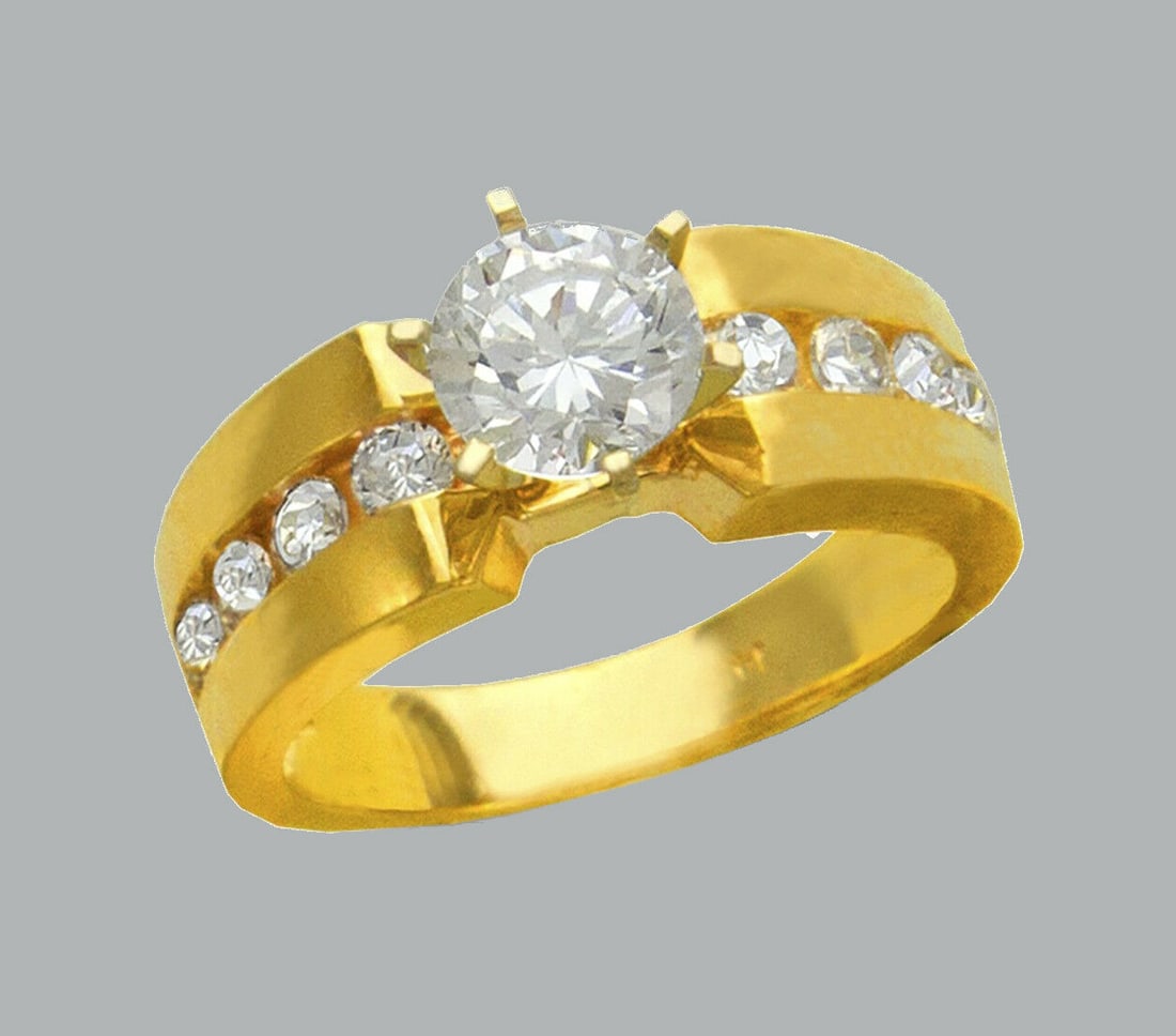 NEW 14K YELLOW GOLD LADIES FANCY ENGAGEMENT RING ROUND (1 of 1)