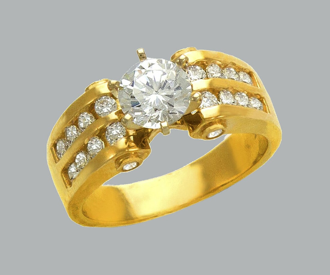 NEW 14K YELLOW GOLD LADIES FANCY ENGAGEMENT RING ROUND (1 of 1)