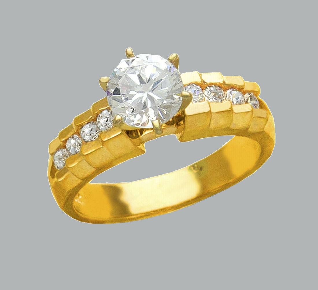 NEW 14K YELLOW GOLD LADIES FANCY ENGAGEMENT RING ROUND (1 of 1)