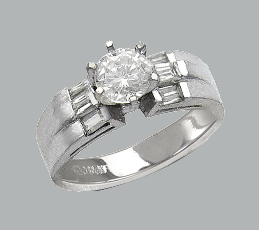 NEW 14K WHITE GOLD LADIES FANCY ENGAGEMENT RING ROUND (1 of 1)