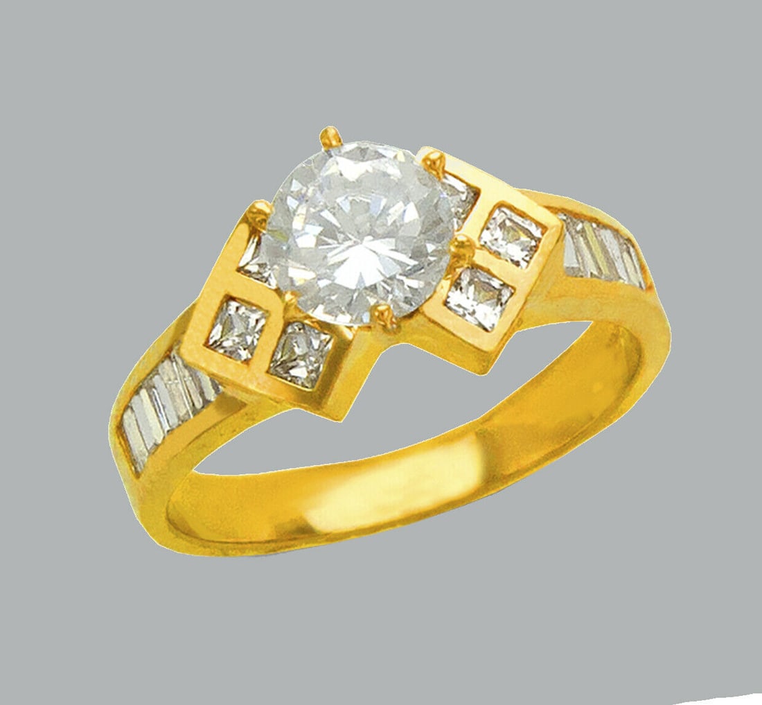 NEW 14K YELLOW GOLD LADIES FANCY ENGAGEMENT RING ROUND (1 of 1)