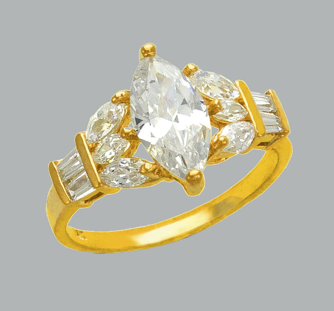 14K YELLOW GOLD LADIES FANCY ENGAGEMENT RING MARQUISE (1 of 1)