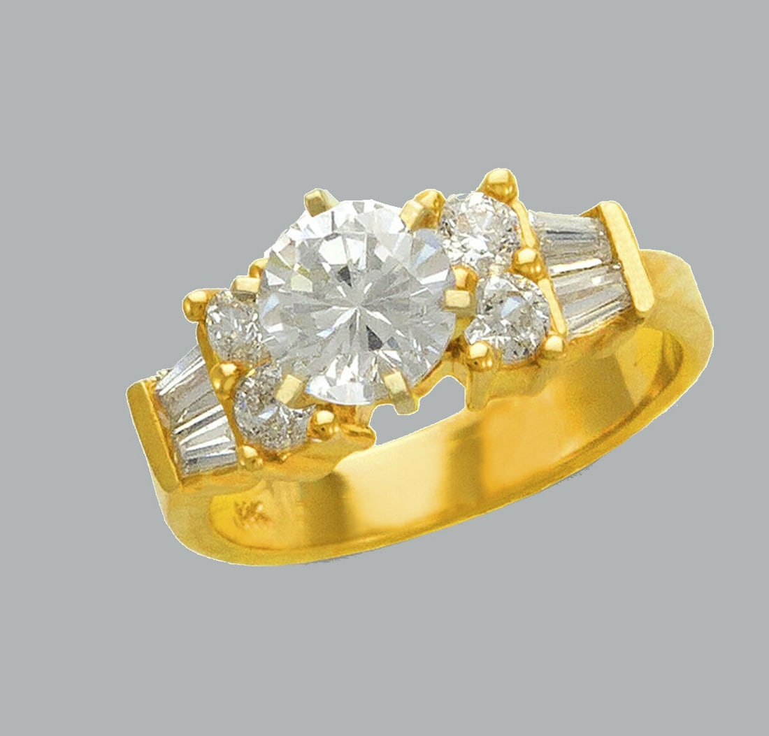 14K YELLOW GOLD LADIES FANCY ENGAGEMENT RING ROUND (1 of 1)