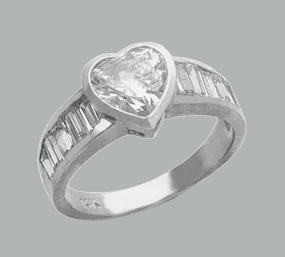 NEW 14K WHITE GOLD LADIES FANCY ENGAGEMENT RING HEART (1 of 1)