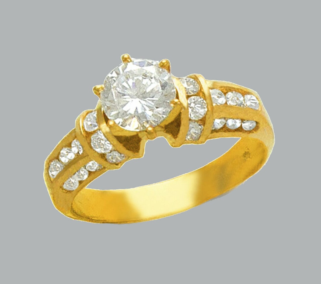 14K YELLOW GOLD LADIES FANCY ENGAGEMENT RING (1 of 1)