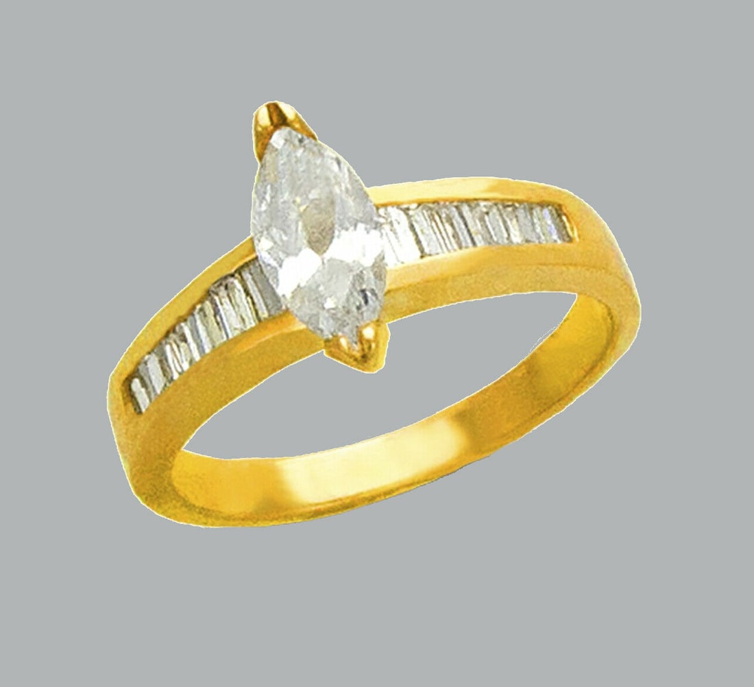14K YELLOW GOLD LADIES FANCY ENGAGEMENT RING MARQUISE (1 of 1)