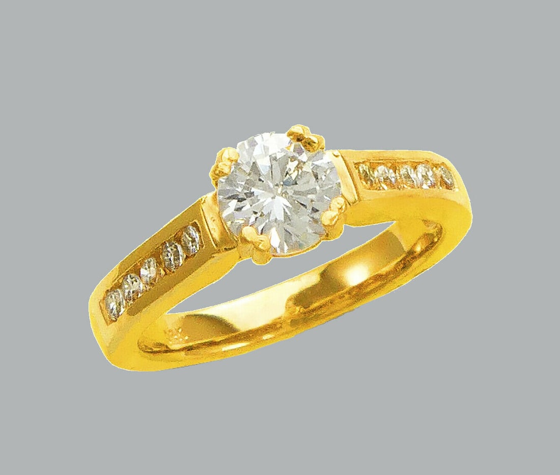 14K YELLOW GOLD LADIES FANCY ENGAGEMENT RING ROUND (1 of 1)