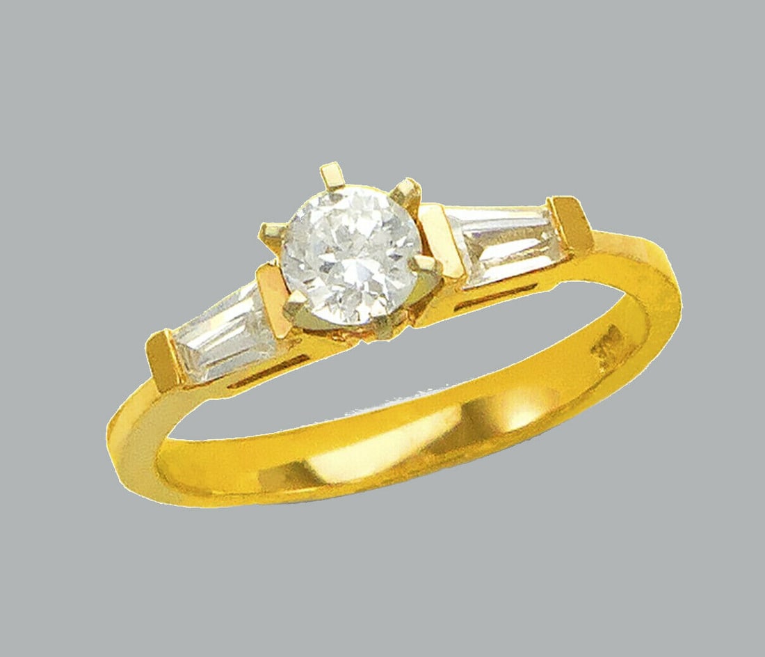 14K YELLOW GOLD LADIES FANCY ENGAGEMENT RING ROUND (1 of 1)
