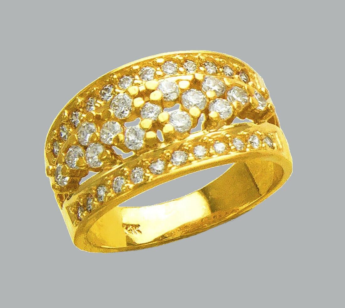 NEW 14K YELLOW GOLD LADIES FANCY CZ RING COCKTAIL (1 of 1)