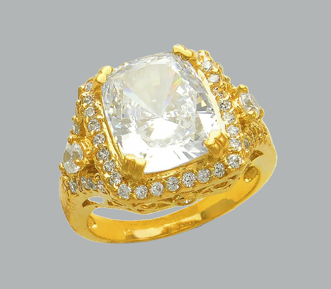 NEW 14K YELLOW GOLD LADIES FANCY CZ ENGAGEMENT RING (1 of 1)