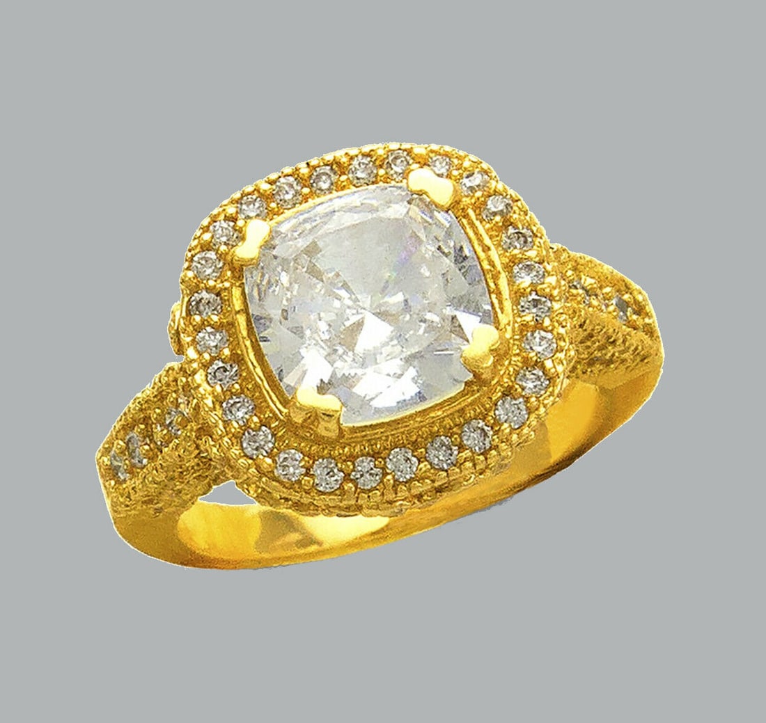 14K YELLOW GOLD CZ ENGAGEMENT RING FILIGREE HALO (1 of 1)