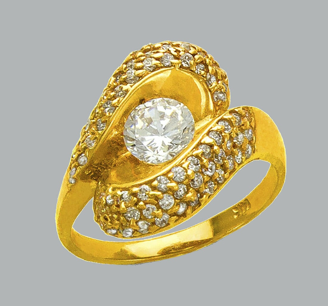 NEW 14K YELLOW GOLD LADIES FANCY CZ ENGAGEMENT RING (1 of 1)