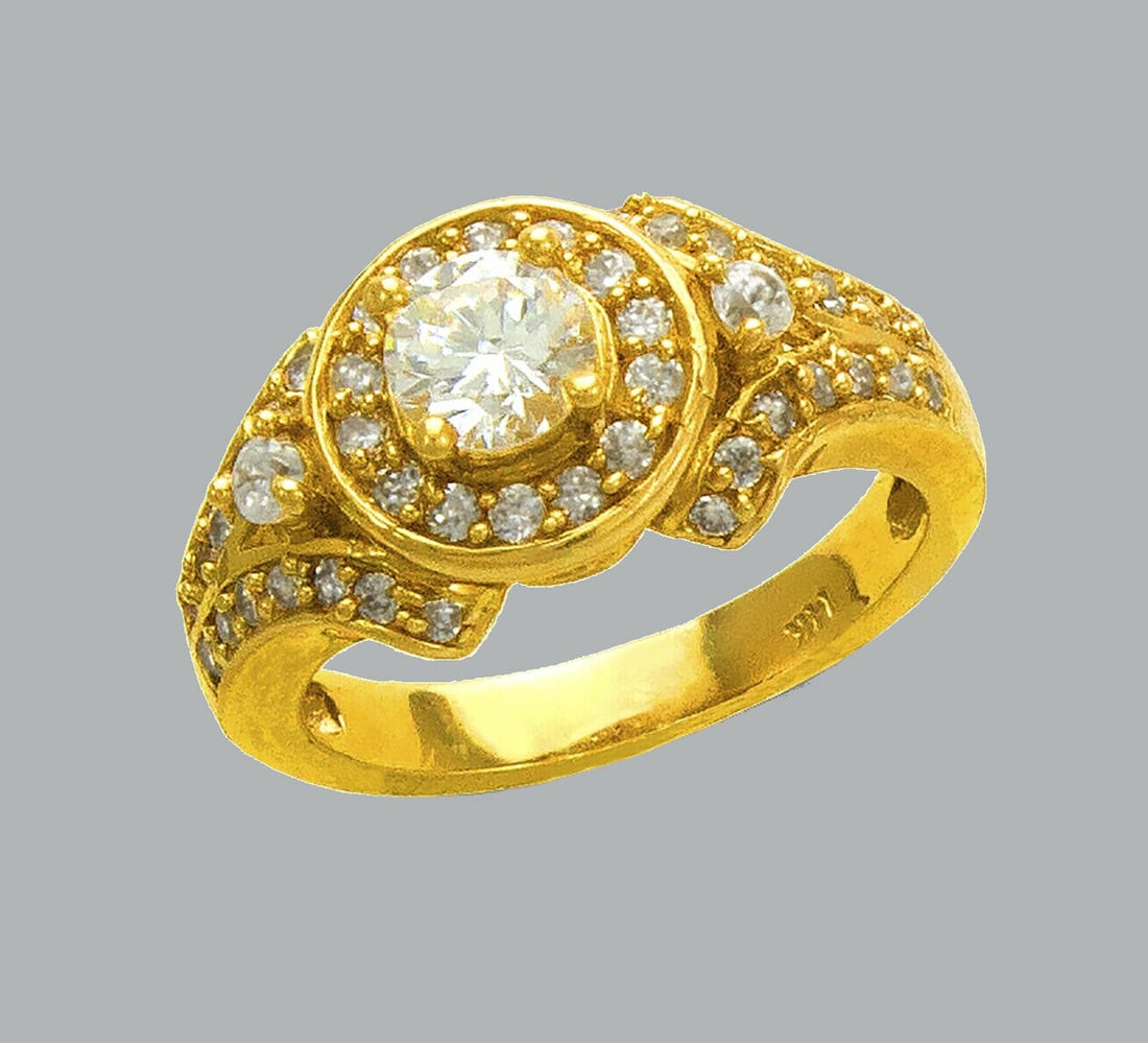 NEW 14K YELLOW GOLD LADIES FANCY CZ ENGAGEMENT RING (1 of 1)