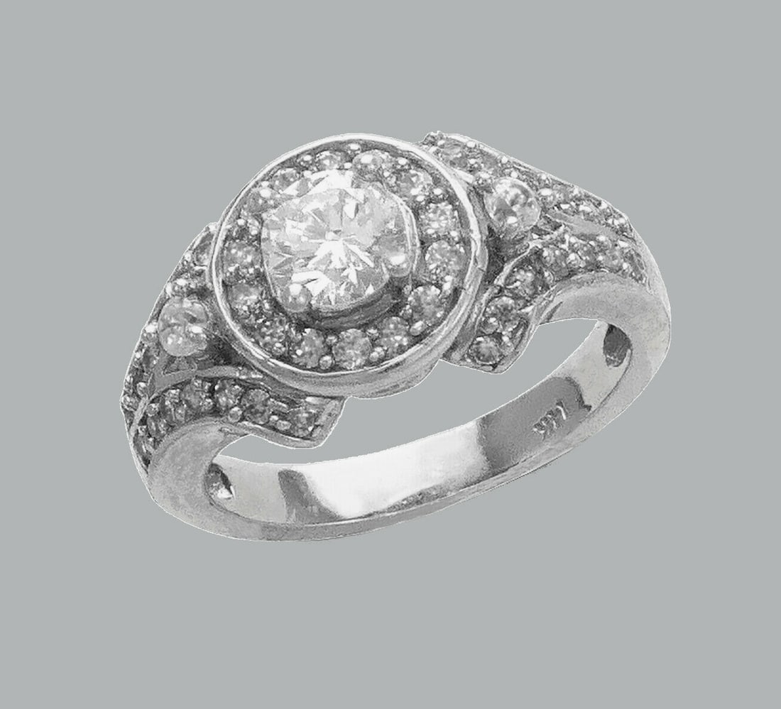 NEW 14K WHITE GOLD LADIES FANCY CZ ENGAGEMENT RING (1 of 1)