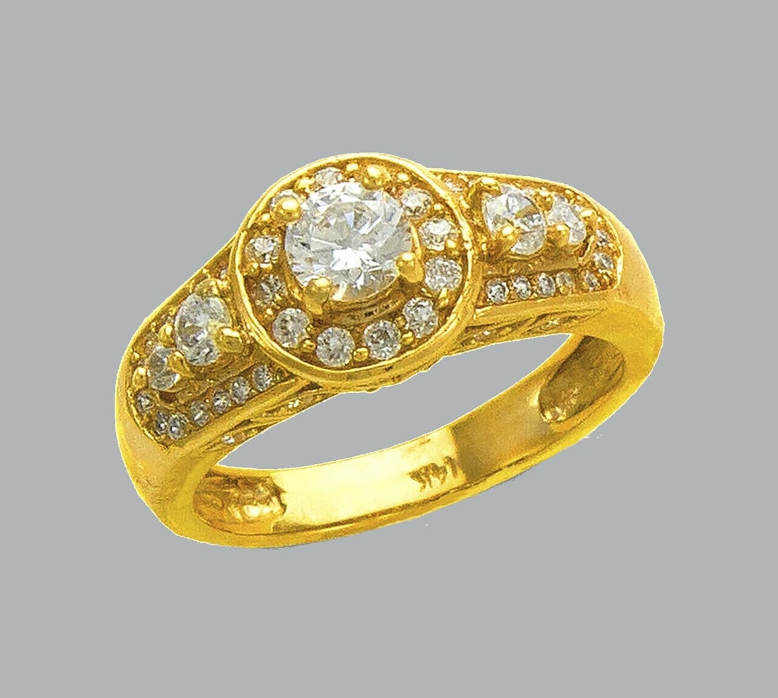 NEW 14K YELLOW GOLD LADIES FANCY CZ ENGAGEMENT RING (1 of 1)