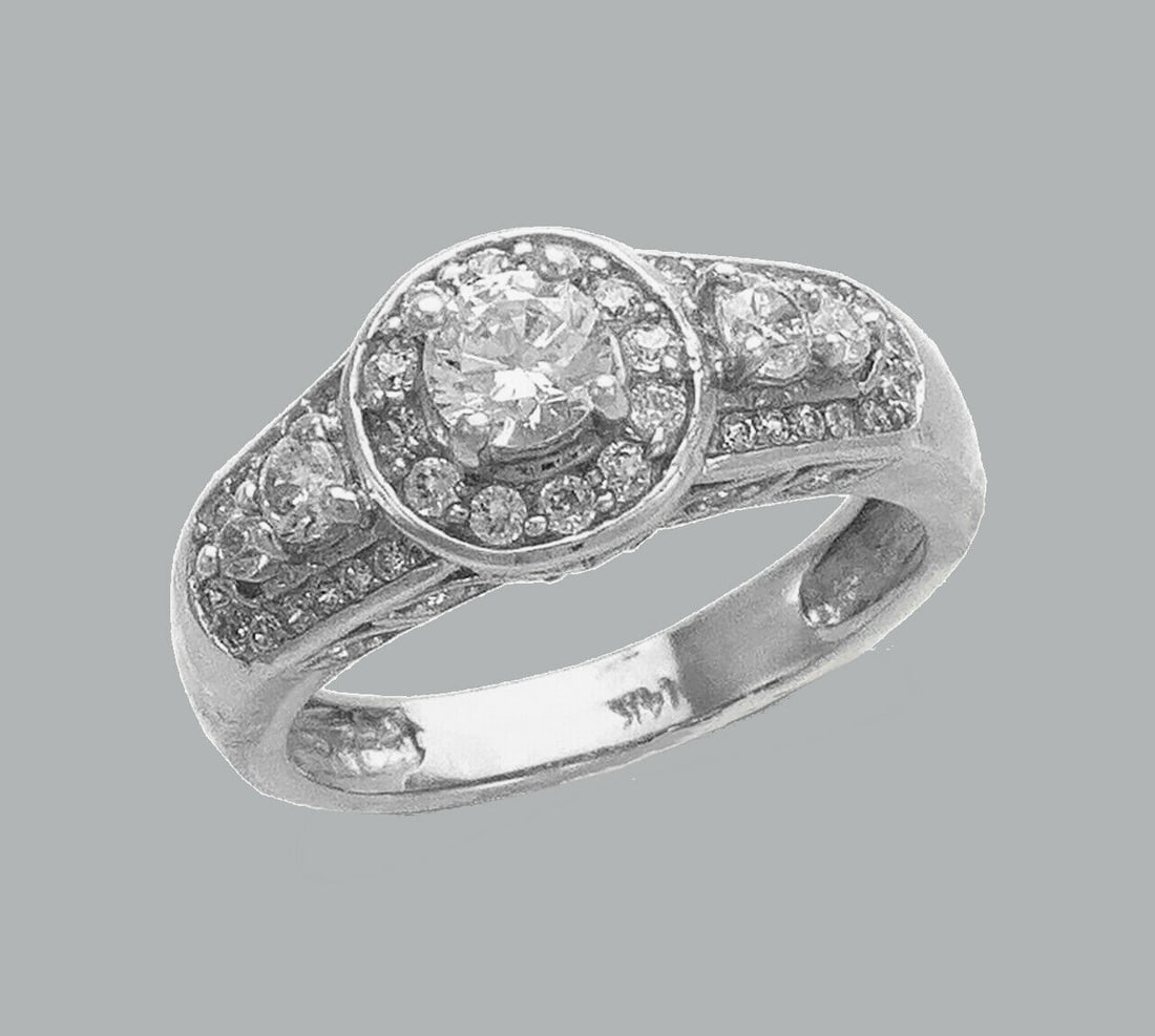 NEW 14K WHITE GOLD LADIES FANCY CZ ENGAGEMENT RING (1 of 1)