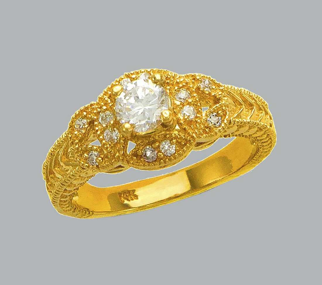 NEW 14K YELLOW GOLD LADIES FANCY CZ ENGAGEMENT RING (1 of 1)