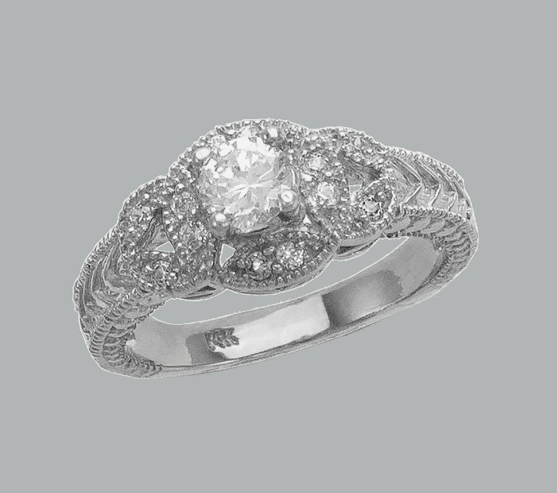 NEW 14K WHITE GOLD LADIES FANCY CZ ENGAGEMENT RING (1 of 1)