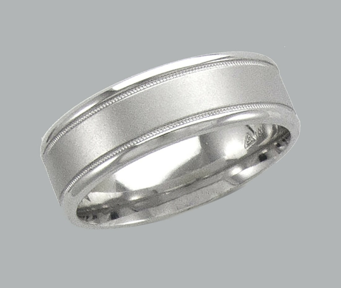 14K W/ GOLD WEDDING BAND RING COMFORT SATIN 7mm SIZE 11: NEW 14K WHITE GOLD WEDDING COMFORT BAND RING If you want a different size please let us know Band measures 7mm wide 14K Solid White gold band (not hollow or plated) Comfort fit Wedding band, polished