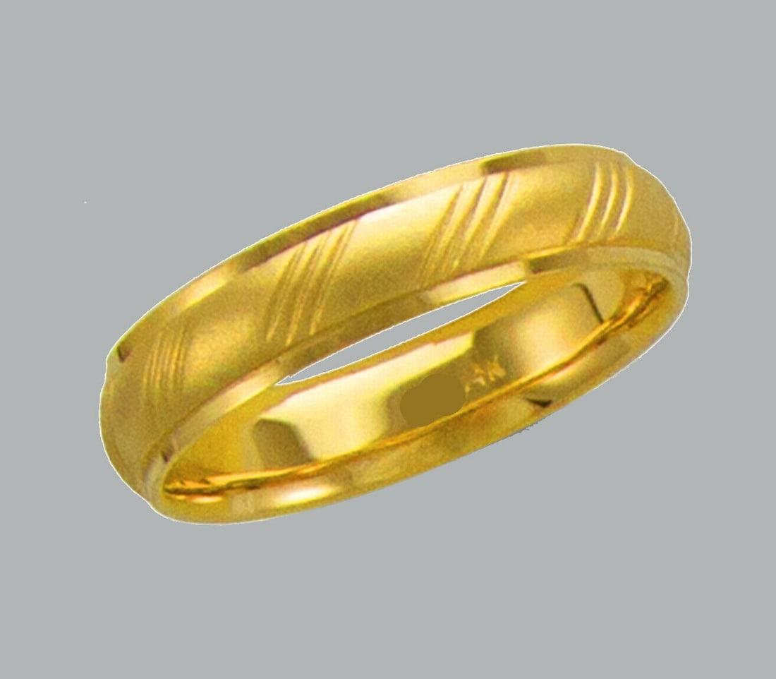 14K Y/ GOLD WEDDING BAND RING COMFORT FIT 5mm SIZE 10 (1 of 1)