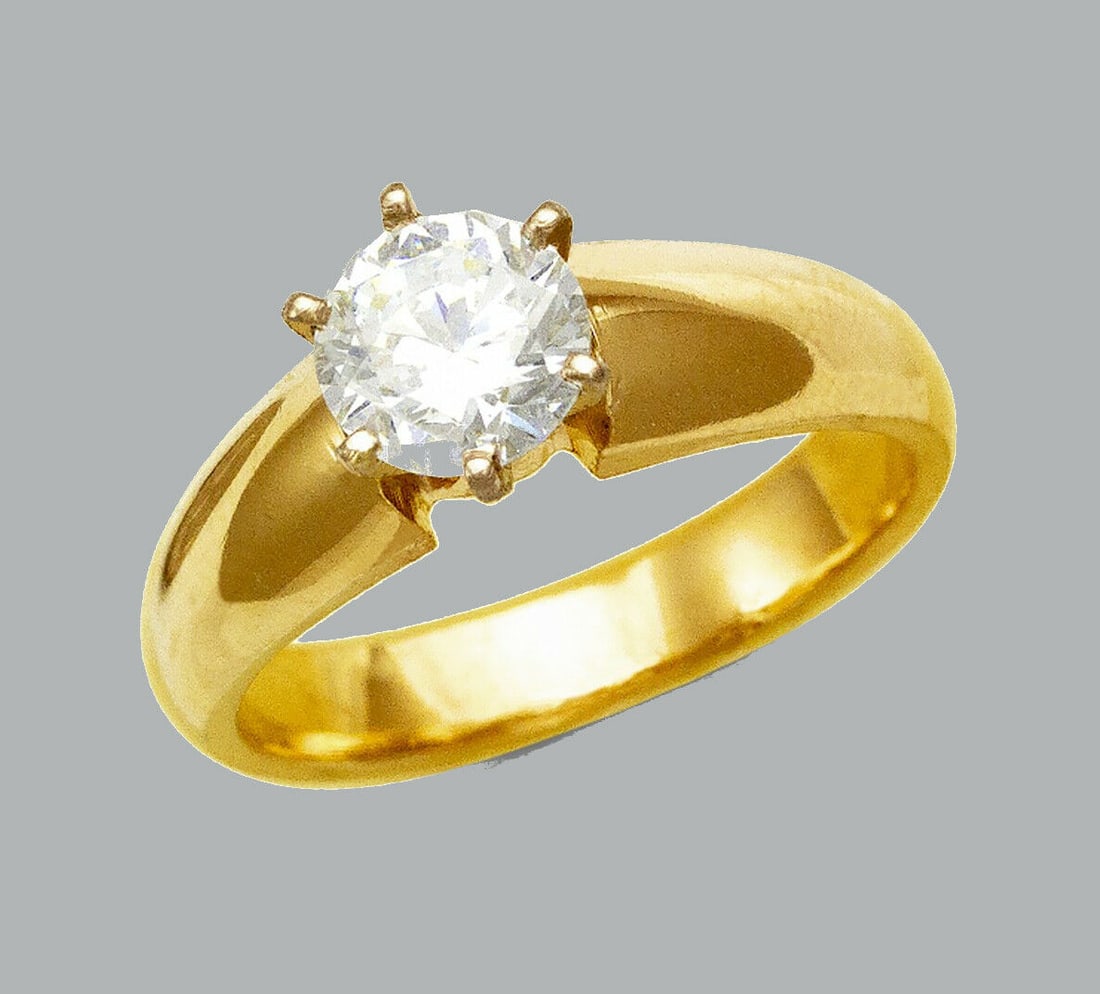 14K YELLOW GOLD CZ SOLITAIRE RING ENGAGEMENT 5mm (1 of 1)