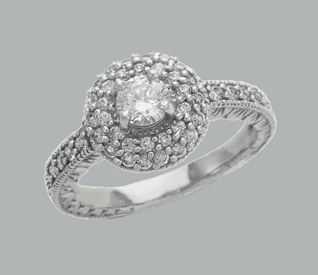 NEW 14K WHITE GOLD LADIES FANCY CZ ENGAGEMENT RING (1 of 1)