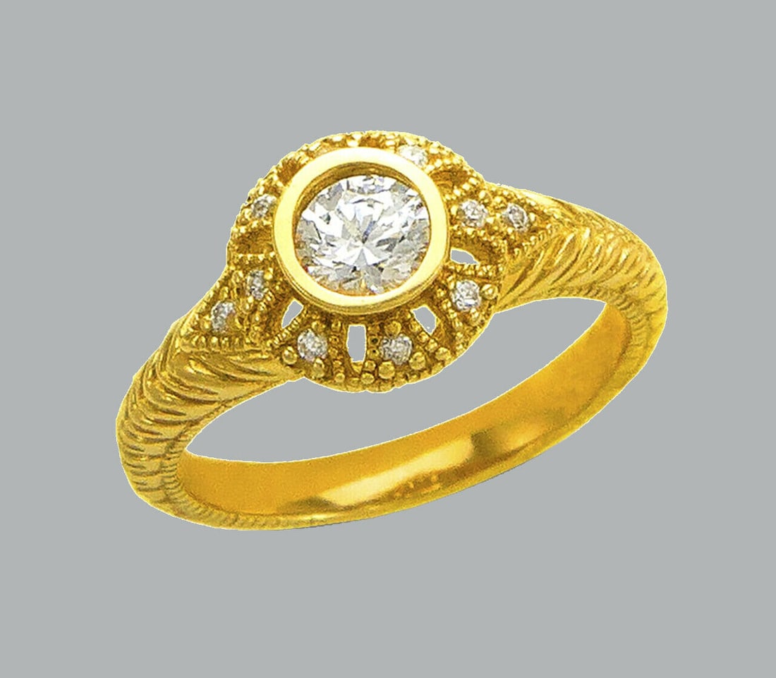 NEW 14K YELLOW GOLD LADIES FANCY CZ ENGAGEMENT RING (1 of 1)